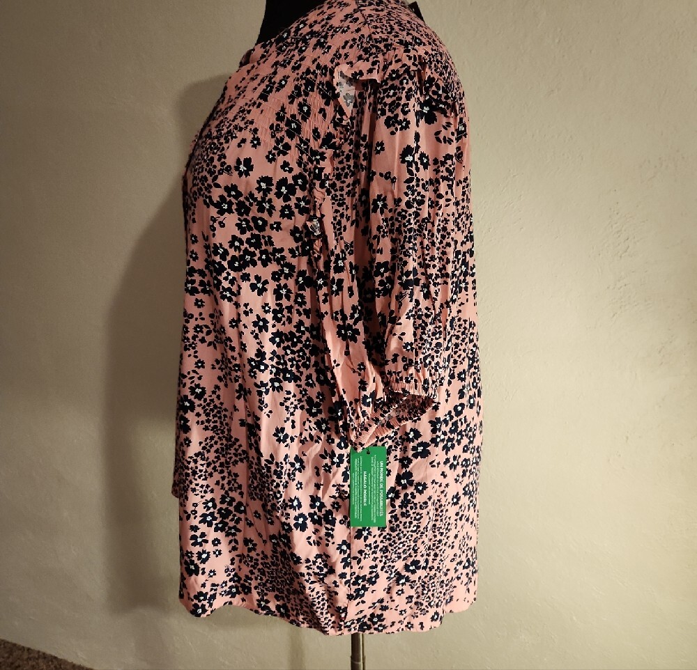 Tommy Hilfiger Women's Pink Floral Short Sleeve V-Neck Blouse 2X NWT - Picture 2 of 9